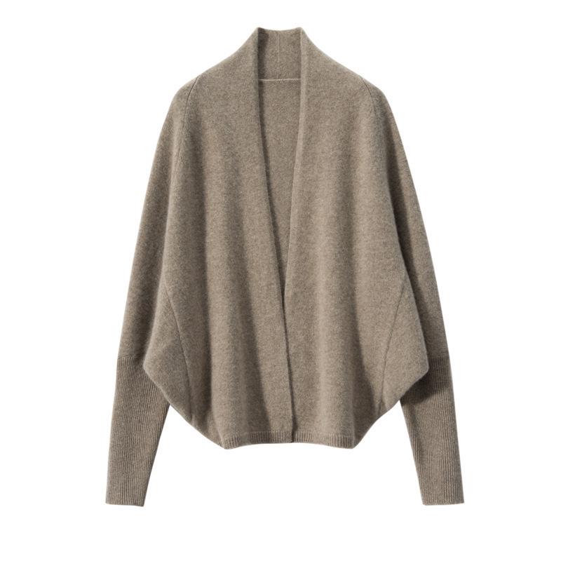 Women's V-neck Cashmere Cardigan: Cozy Batwing Sleeve, Thick Shawl Knitwear for Autumn & Winter