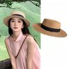 Women's French Style Flat Top Straw Hat Large Head Circumference Flat Brim Seaside Beach Vacation Dress Hat Plus Size Woven Formal Hat