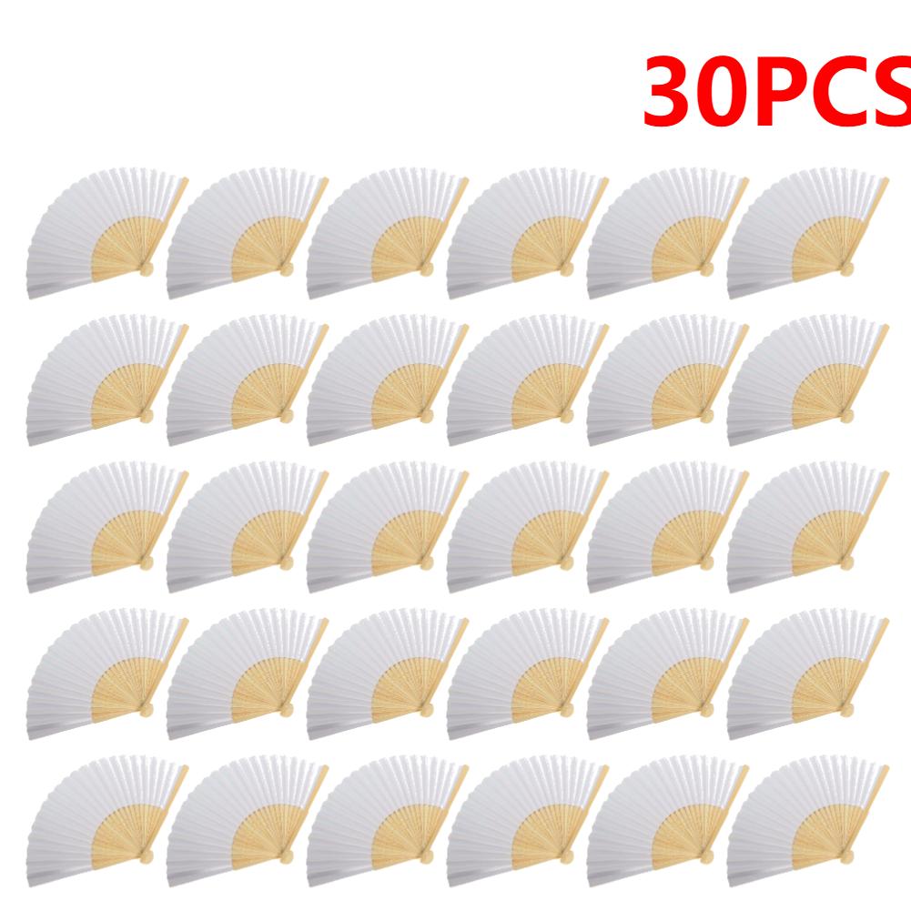 50/1 шт. Складной веер из бумаги и бамбука для DIYВзрослый Детский Ручной Веер Практика Каллиграфии Живописи Пустой Белый Веер для Свадебного Декора Комнаты