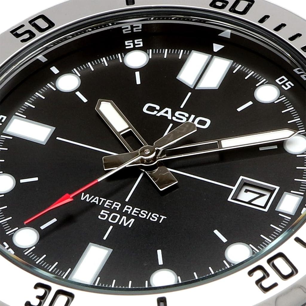 Casio Standard Analog Quartz Men's Watch MTP-VD01D-1EV with Metal Band, Black, International Model [Parallel Import]