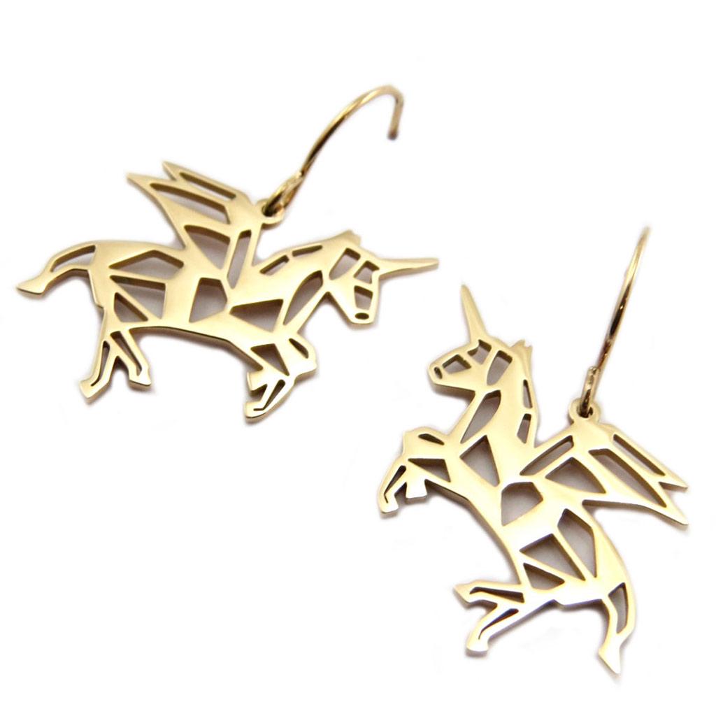 Les Trésors De Lily [P7789] - Designer Steel Earrings 'Licorne My Unicorn' Pink Gold (gold Pink) - 25x15 Mm