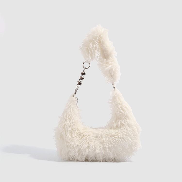 2024 New Autumn and Winter High-end Furry Bag Women's Fashion Versatile Plush Handbag Underarm Bag Single Shoulder Plush Bag