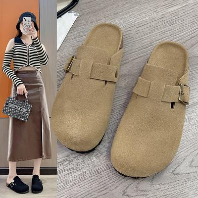 Женская обувь Baotou Boken в британском стиле 2025 года, новая весна-осень, толстые резиновые полутапочки с ленивой обувью снаружи