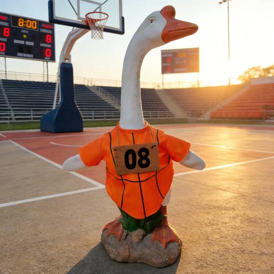 Sports Ball Goose Outfit Soccer Basketball Baseball Rugby Porch Goose Costume Game Day Clothes for 23" H Statue Patio Yard Lawn Decor