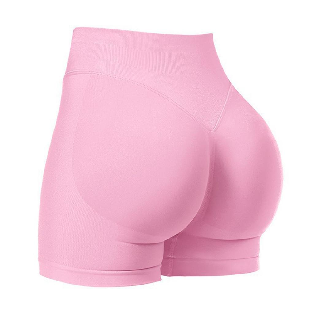 Women's Fashion Solid Color Hip Lifting Yoga Shorts Quick Drying Breathable Sports Fitness Tight High Waist Three Part Yoga Shorts