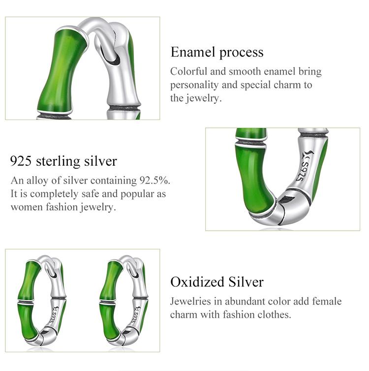 BAMOER 100% стерлингового серебра 925 пробы, серьги-гвоздики, винтажные бамбуковые маленькие пряжки для ушей для женщин, свадебные украшения