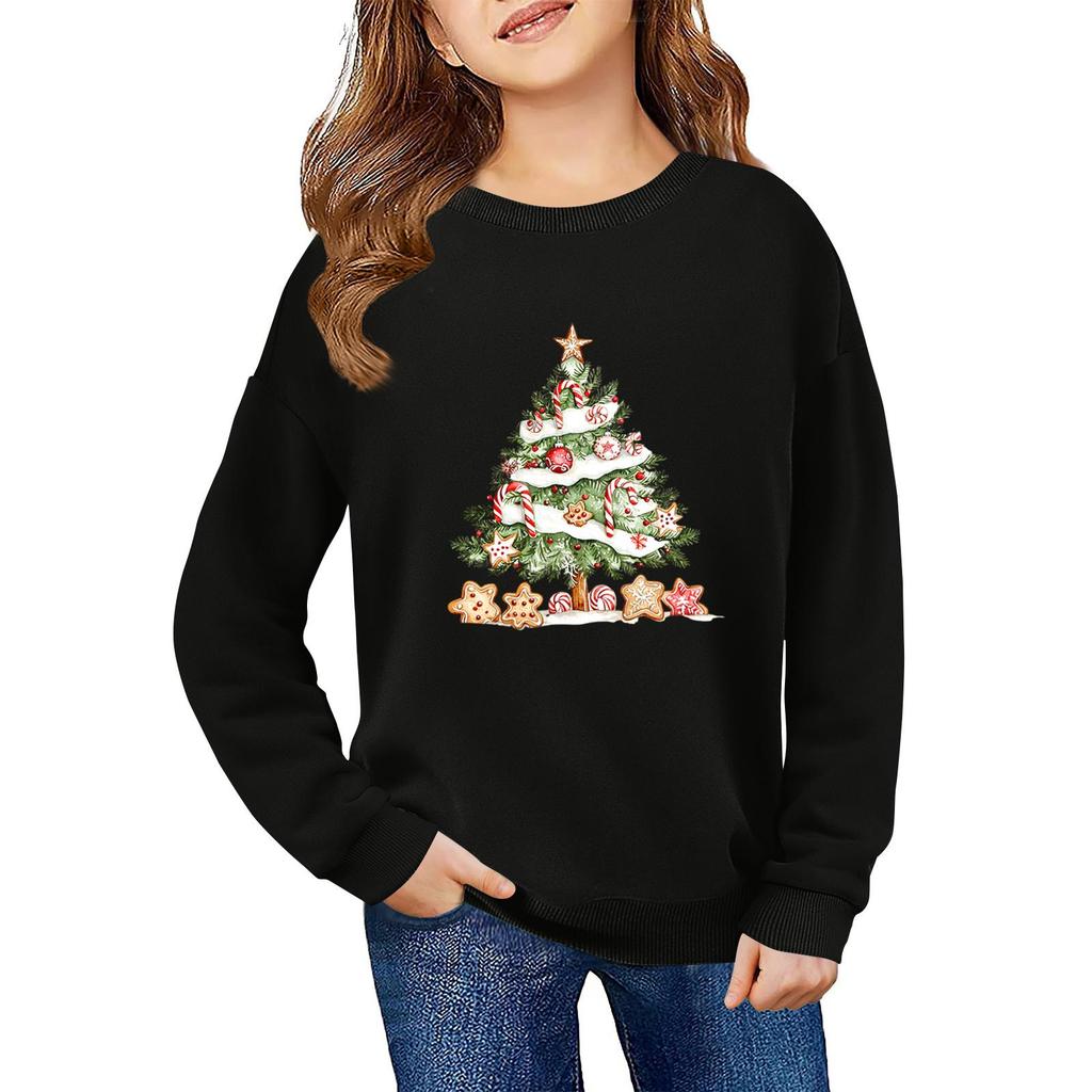 Children's Fashionable Casual Long-sleeved Loose Christmas Print Pullover Sweatshirt
