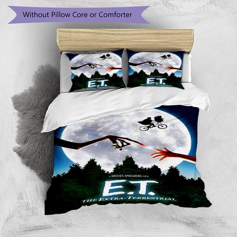 3pcs E-ET1 Design Cover Set - HD Printed Bedding with 1 Cover and 2 Pillowcases - Perfect for Home and Dorm Decor