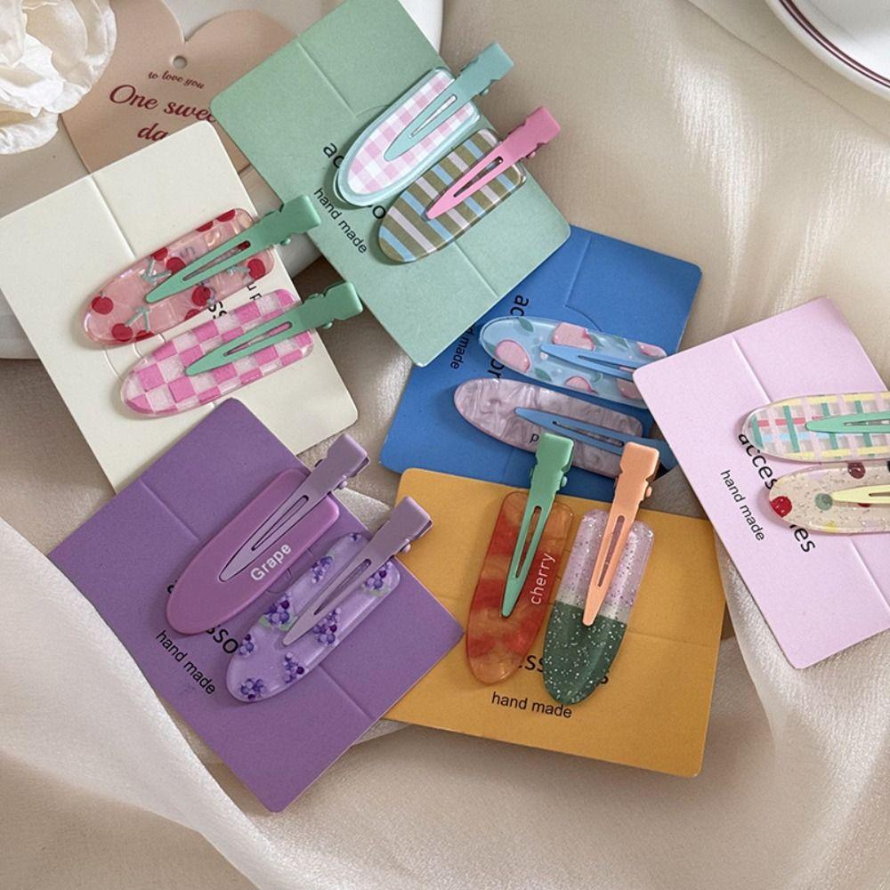 Duckbill Clip Fruit Hairpin Geometry Makeup Hair Clip Simple Traceless Hairpin Girls