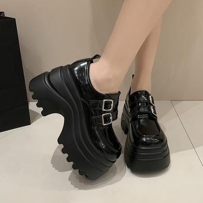 Мода Новинка 2025 Осень 8 см Высокий каблук Повседневная кожаная обувь Женские массивные лоферы Удобные туфли-лодочки Высокая платформа Обувь для ходьбы Женская
