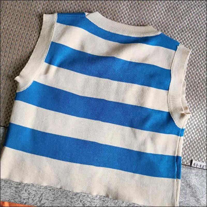 Сексуальная женская майка в рубчик, летние укороченные топы без рукавов в полоску с круглым вырезом, уличная винтажная корейская модная рубашка, жилет, одежда Y2K