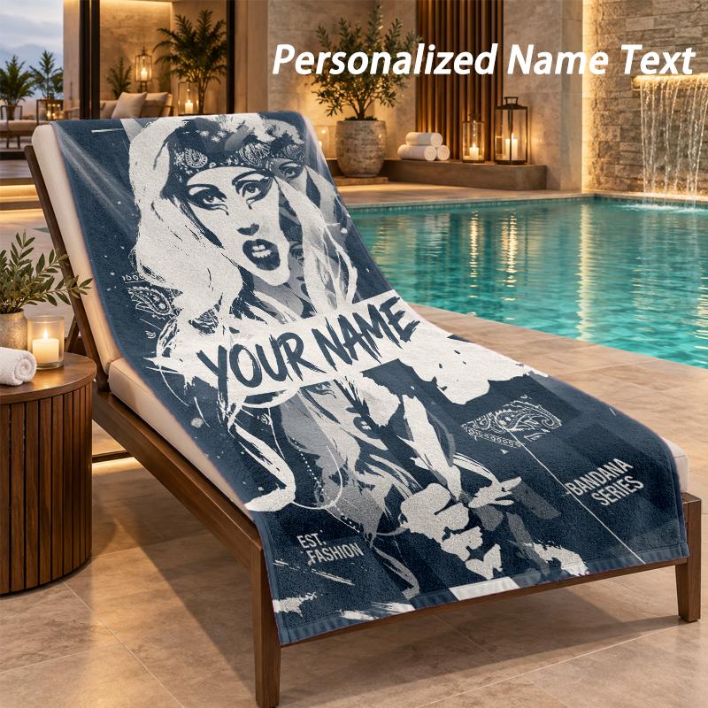 Lady Gaga Custom Name Beach Towel Large Soft Towel for Indoor Bathroom Outdoor Beach