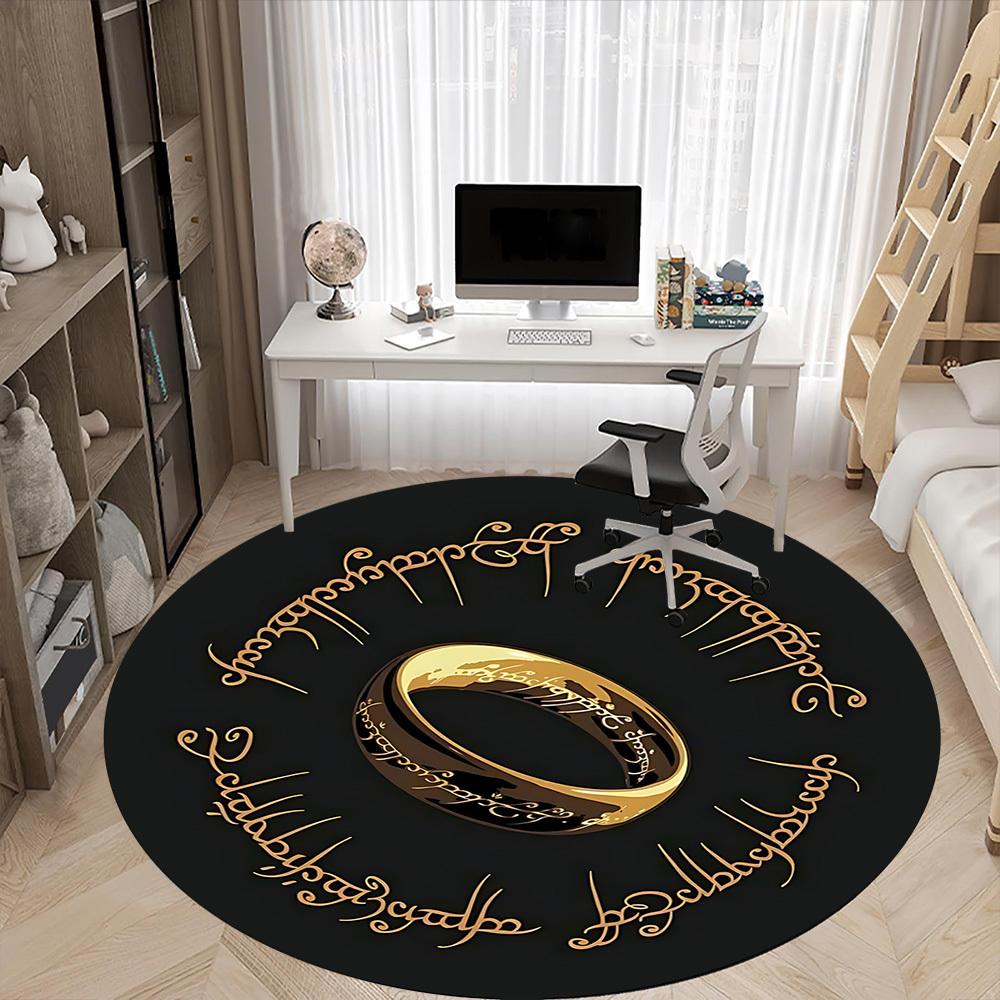 1pc Lord of the Rings Office Round Area Rug, Indoor Mat Suitable For Office,Bedroom Living Room Home Decor, Room Deco a0926011
