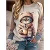Women's Sweatshirt Pullover Polyester Cat Casual Sports Active Sportswear Round Neck Long Sleeve Top Micro-elastic Fall & Winter