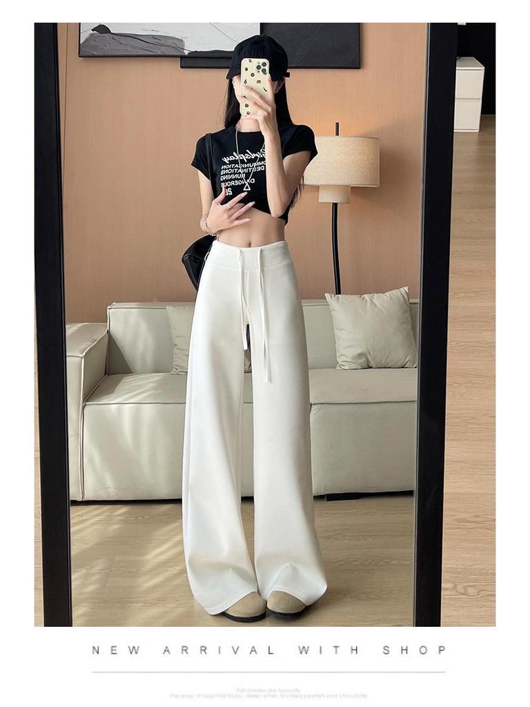 Женские летние 2025 серые джоггеры с высокой посадкой - Тонкие, свободные, из ледяного шелка, брюки с зауженными штанинами