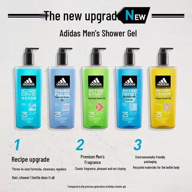 Adidas Conquer Men's 3-in-1 Shower, Shampoo & Face Wash