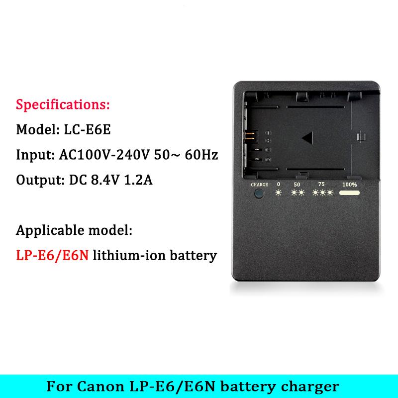 LC-E6E LC-E6 Charger For Canon LP-E6 LP-E6N LP-E6NH Battery EOS 70D 60D 5D Mark III 5D Mark IV 5DSR 6D MARK II 60D 80D 7D R5 R6