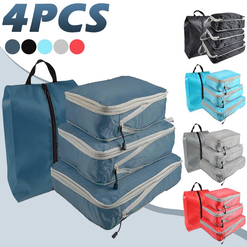 4 шт., компрессионные упаковочные кубики, расширяемые дорожные сумки для хранения, органайзер для багажа