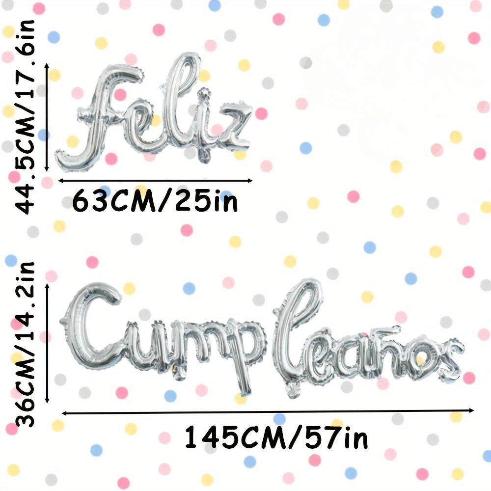 1 feliz cumpleanos Набор на испанском языке «С днем рождения» Серебряный градиентный цвет Королевский синий розовый Золотой Розово-красный подходит для украшения дня рождения и фона