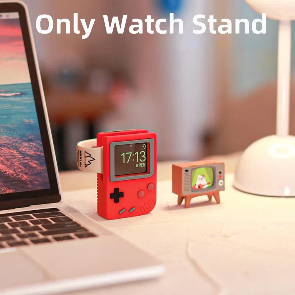 Настольный держатель для зарядного устройства Apple Watch, подставка, зарядная база с узором в стиле ретро-компьютера для iWatch 8 7 6 5 4 3 2 SE, силиконовый док-станция
