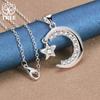 925 Sterling Silver Moon Star AAA Zircon Pendant Necklace Jewelry