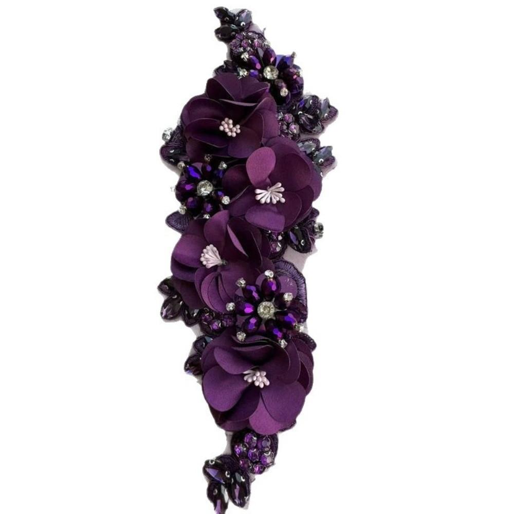 Rhinestone Beaded Diamond Lace Patch Sparkling Glass Bead Rope Embroidery Patch  Couture Shoulder