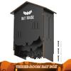 Деревянный настенный домик для летучих мышей Замок Домик для летучих мышей Большой вместимости Место для ночевки летучих мышей Декоративный ящик с жуткими насекомыми для улицы, сада, двора
