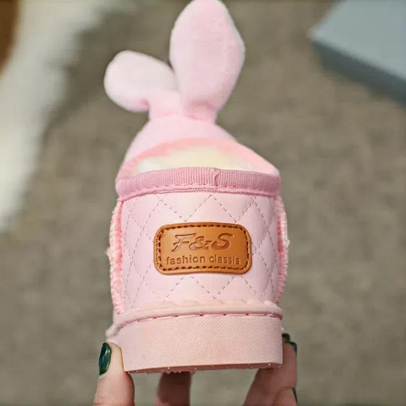 Детские зимние сапоги с изображением кролика из мультфильма, женские зимние новые ботильоны для мальчиков и девочек с утолщенной шерстью из хлопка для детей