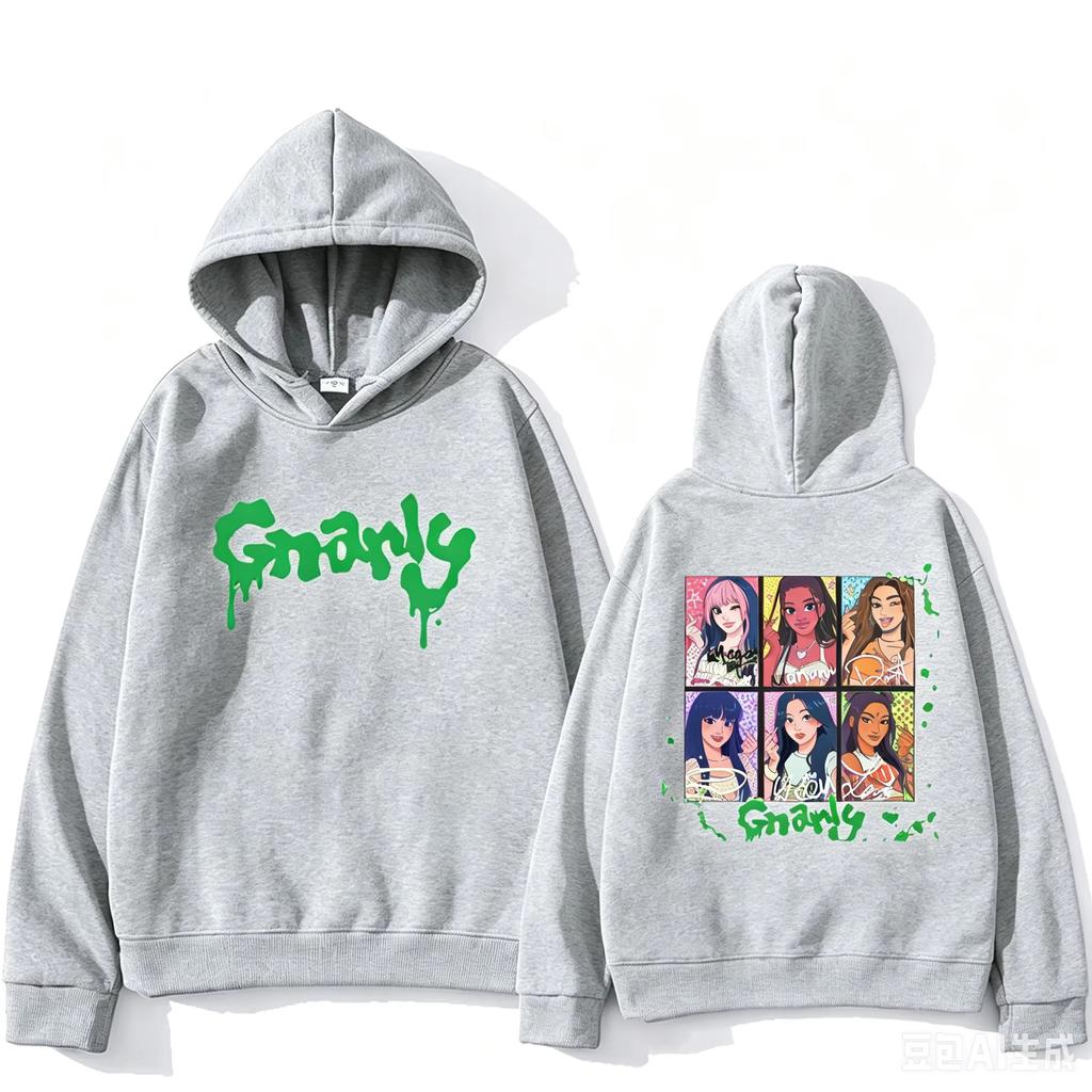 Katseye Gnarly Pullover Hoodie Unisex Sweatshirt Kpop Girl Group Merch Casual Streetwear Long Sleeve Hooded Tops for Men Women Concert Fan Apparel