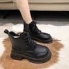 Thick-soled Heightening British Style Martin Boots for Women 2025 Autumn and Winter New Small Versatile Short Boots Fried Street Knight Boots for Wome