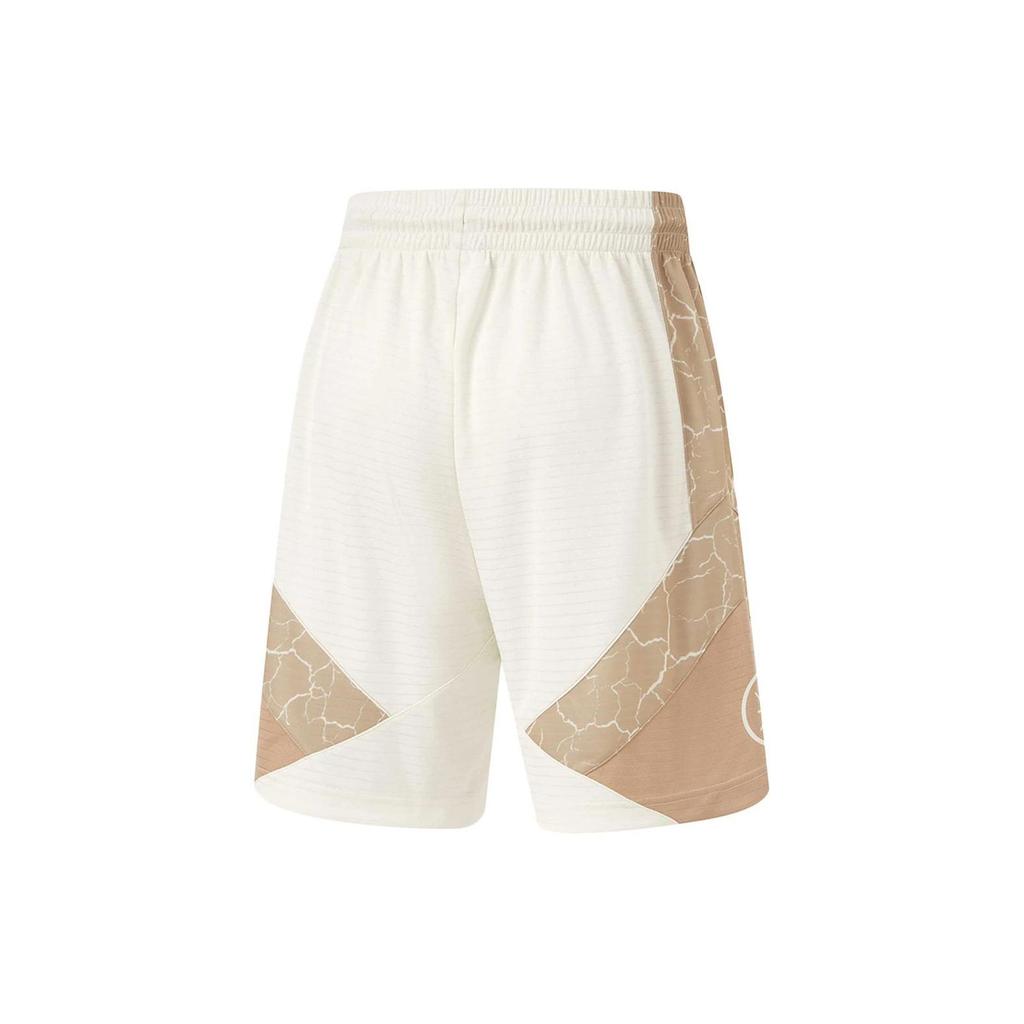 Li-Ning Wade Series Letter Color Block Mid-Rise Drawstring Straight-Leg Sports Shorts Men Shorts Off-White AAPU063-3