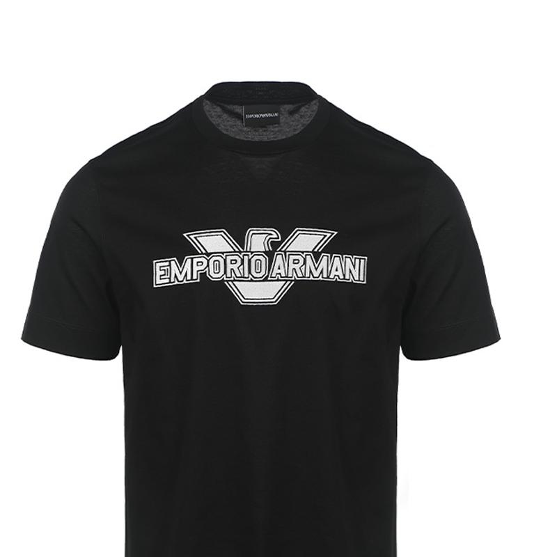 Emporio Armani Мужская футболка с коротким рукавом и принтом логотипа SS23 Черный 3R1TU8-1JSAZ-0999