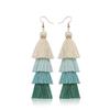 Bohemian Rainbow Earrings Colorful Braid Dangle Earrings Handmade Layered Tassel Earrings  Women
