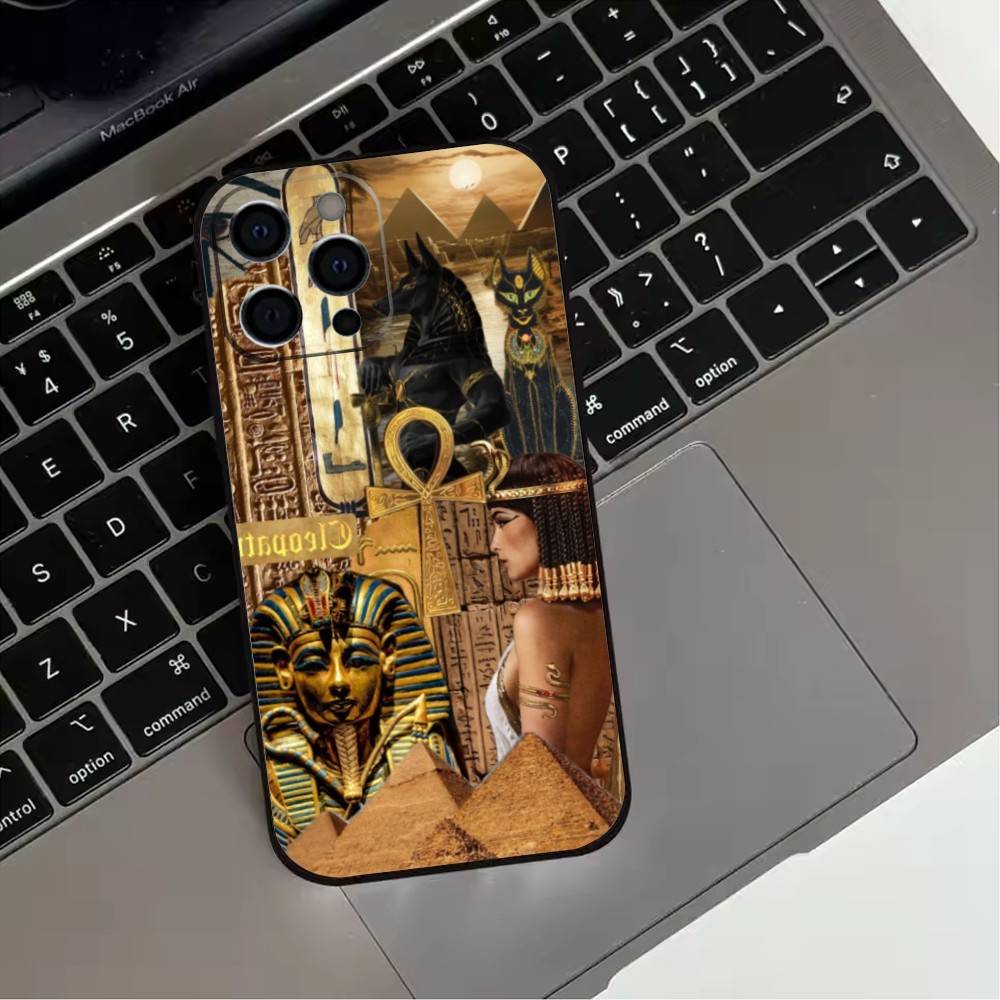Чехол для телефона с муралом египетского фараона для iPhone 17,16,15,14,13,12,11 Plus,Pro Max,XS,Мягкий силиконовый черный чехол