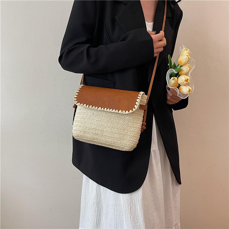 Сумка-мессенджер из бумажной веревки, плетеная вручную, для женщин, леди, пляж, маленькая сумка через плечо, сумка для отдыха, кошелек