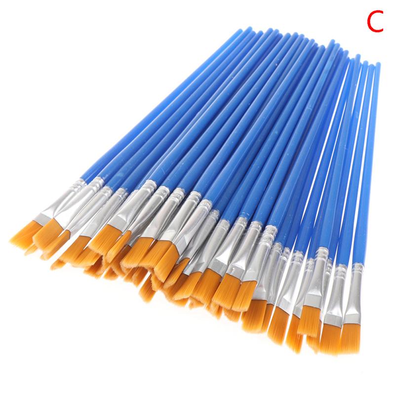 50Pcs Flat Paint Brush With Nylon Bristles Small Brushes In Bulk For Detail Painting