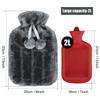2000ml Large Hot Water Bag with Thickened Plush Cover Hand Warmer Heat Pack Belly Instant Heat Winter Reusable Heating Bottle