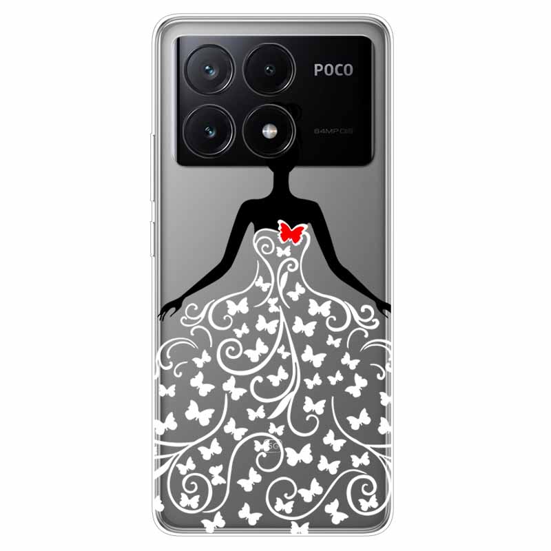 Чехол для Xiaomi Poco X6 Pro Прозрачный Милый Мягкий Силикон ТПУ Чехол для Poco X6 / X6 Pro 5G Чехол для Телефона X 6 X6Pro Прозрачные Чехлы