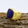 Кольцо с драгоценным камнем лазурит, кольцо из стерлингового серебра 925 пробы, кольцо из желтого золота, ювелирные изделия ручной работы, подарки на день рождения, эффектное кольцо