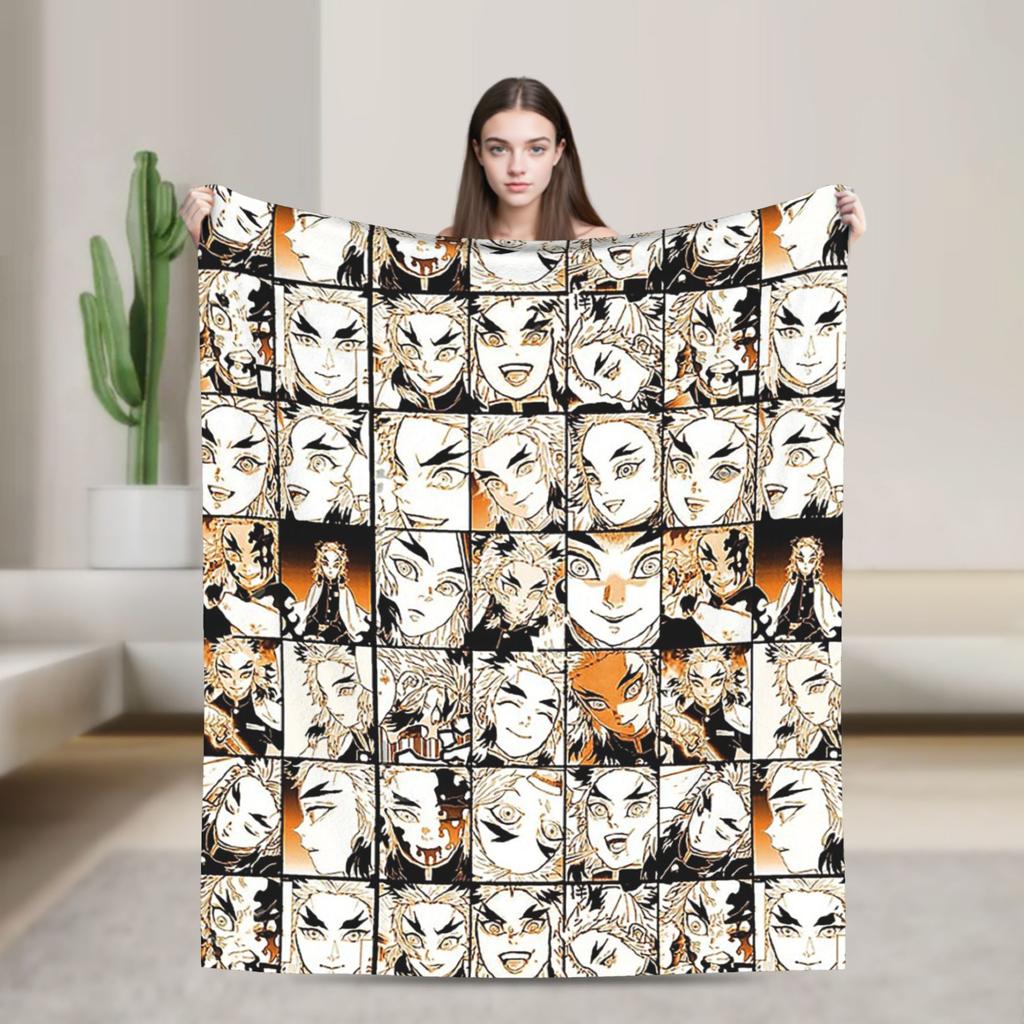 Nezuko's Kimono Tribute- Asanoha Pink Hemp Leaf Blanket Demon Slayer Flannel Funny Warm Throw Blanket for Home Winter