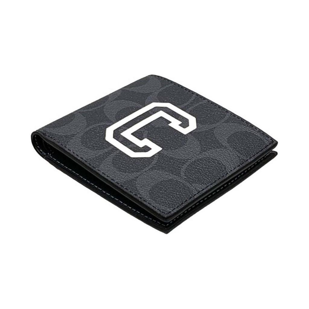 Coach Billfold Wallet 10 Classic Fashion Multi-Card Slot Double Fold Coated Canvas ID Card Holder Wallet Men wallet Denim Chalk-White CB924-QBOIZ