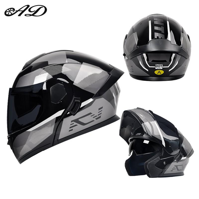 Full Face Motorcycle Helmet With Flip-Up Visor Men Women All Season ABS Safety Certified 3C DOT