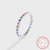 Classic Rainbow Collection Multi-Coloured Round Full Zircon Couple Ring For Women Original Sterling Silver Anniversary Jewelry