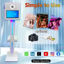DSLR Photo Booth Machine with 15.6 Inch Touch Screen, Photobooth Machine with Flight Case & RGB Light for Party Events Rental