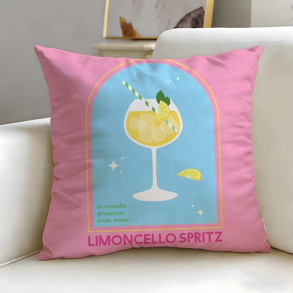 beverage theme Limoncello Cocktail Cushion Cover Soft EasyWash Pillow Case Versatile for Couch Bed Travel and Office