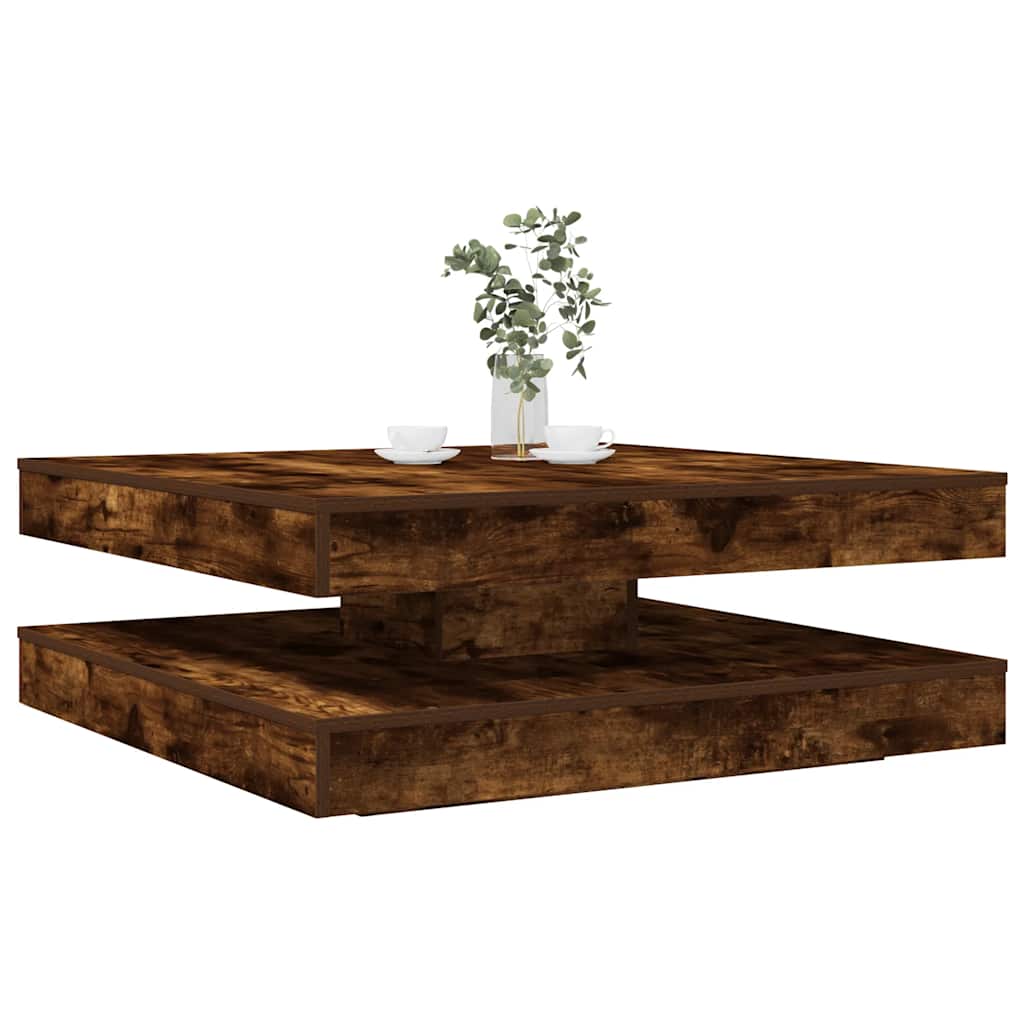 Rotating Coffee Table Smoked Oak 90 x 90 x 34.5 cm
