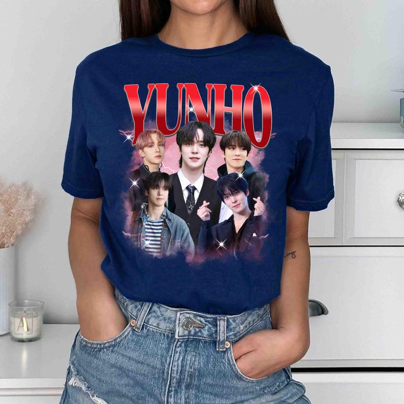 Рубашка Yunho Ateez Винтажная 90-х Ретро, Графическая рубашка Kpop, Рубашка Ateez Мировой тур 2026 в вашей фантазии, Рубашка Ateez Golden Hour, Рубашка Ateez