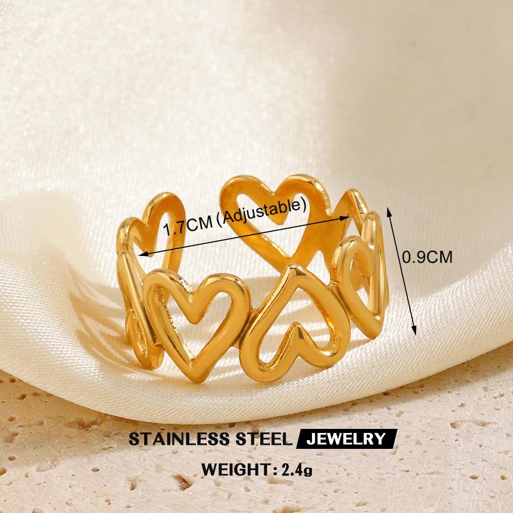 1Pc Stainless Steel Gold Color Rings For Women Waterproof Geometric Open Finger Ring Girls Fashion Daily Jewelry Accessories