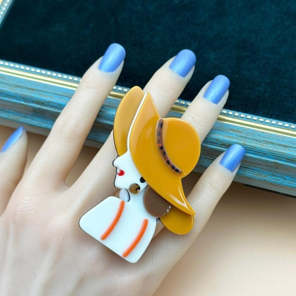 Finger Circle Exaggerated Art Ring Irregular Modern Lady Finger Circle Acrylic Abstract Ring Party