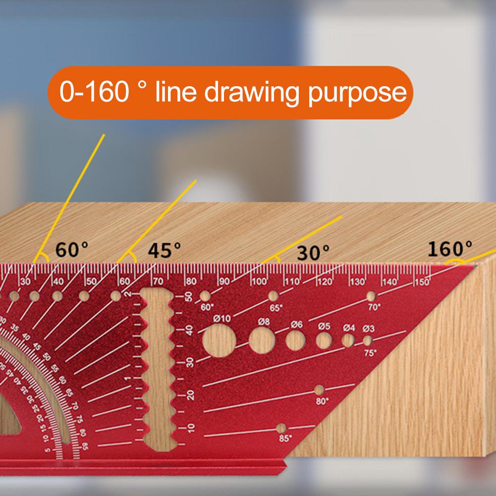 T-Type Ruler Layout Woodworking Wooden Square Aluminum Alloy Scriber Marking Layout Angle Calibration Guide Marker